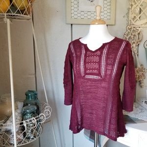 Cato Crochet & Knit 3/4 Sleeve Tunic
